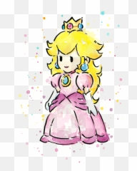 Princess Peach Watercolor Hand Towel - Princess Peach Painting Png,Princess Peach Transparent