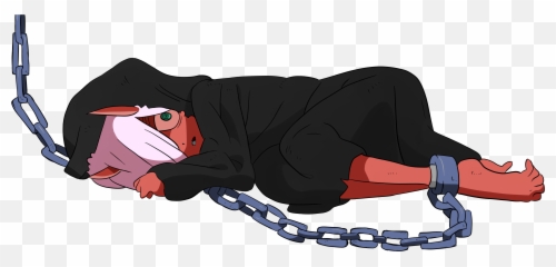 Download Fan Artchained Red Oni Zero Two Speed Paint - Hiro And Zerotwo Transparent png