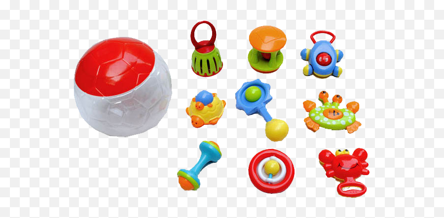 Baby Rattle Bell 9 Pcs Gift Set Glopo Inc - Baby Toys Png,Baby Rattle Png