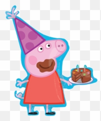 Download Peppa Pig Supershape - Peppa Pig Birthday Hat Peppa Pig With Birthday Cake Png,Birthday Hat Png Transparent