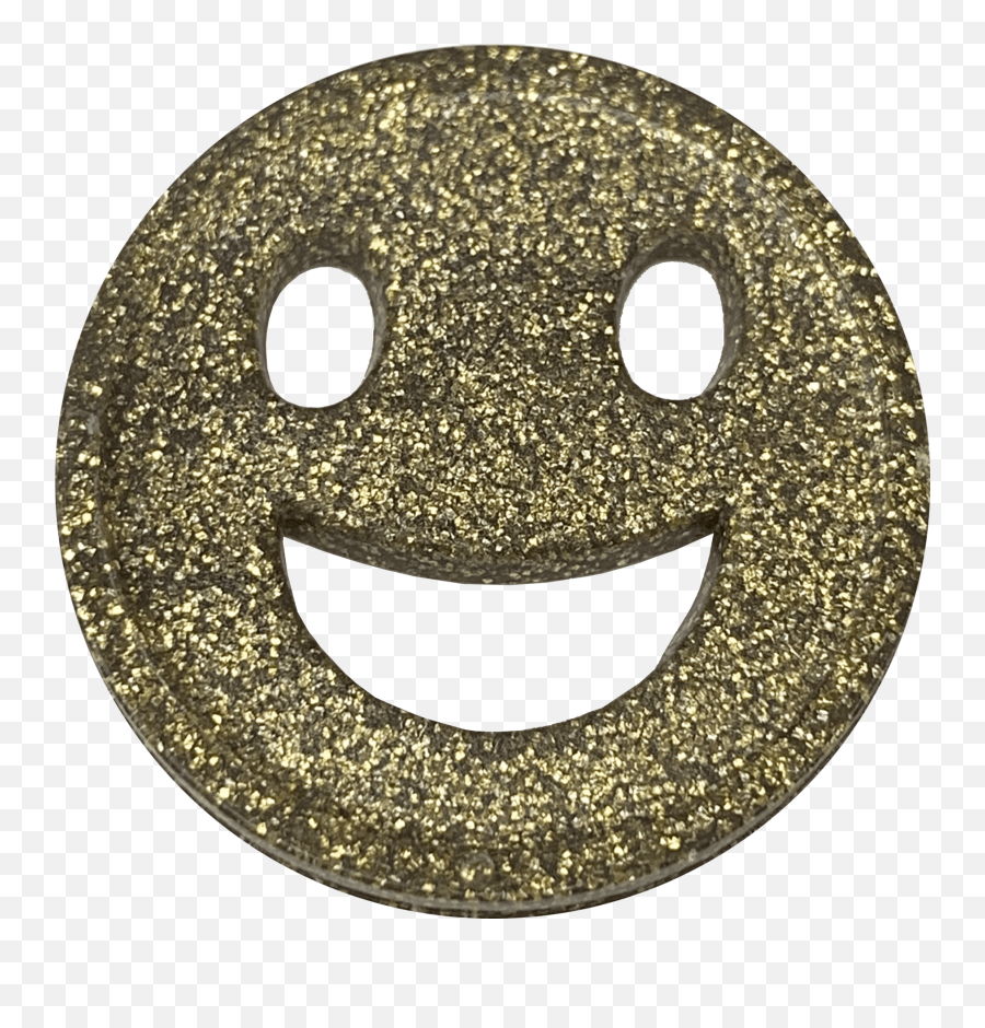 Gold Glitter Smile Happy Face 29mm Tokens - Smiley Png,Smiley Face Transparent