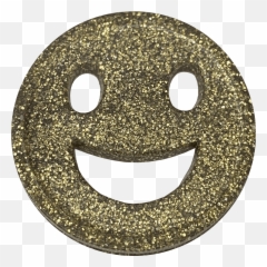 Gold Glitter Smile Happy Face 29mm Tokens - Smiley png