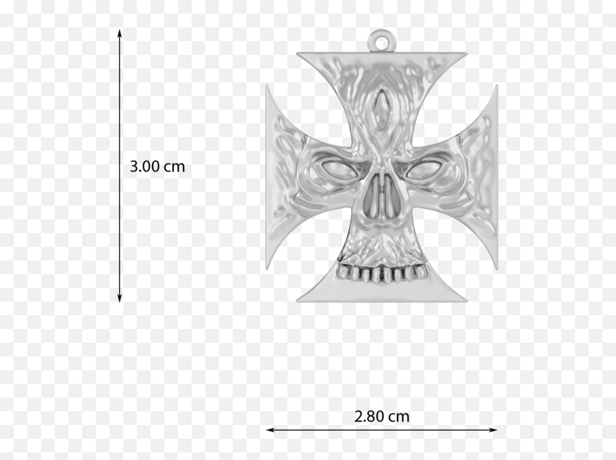 Skull Iron Cross Necklace In 925 Sterling Silver With - Cross Png,Iron Cross Png