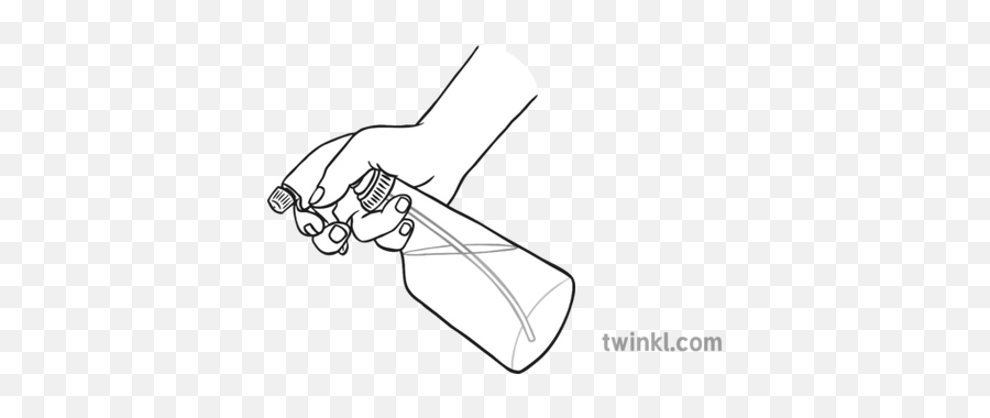 Spray Bottle Black And White Illustration - Twinkl Hand Spray Bottle Drawing Png,Spray Bottle Png