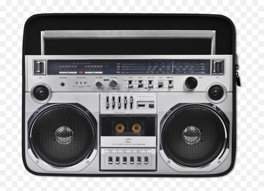 Boom Box 80s Laptop Sleeve - Radio Cassette Gif Png,Boombox Transparent