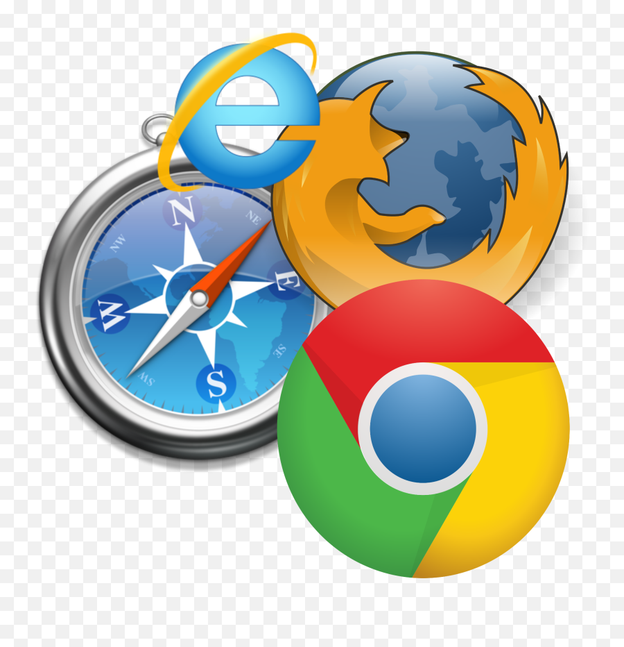 Round Logos Of Google Chrome Internet Explorer Safari And - All In One Browser Png,Internet Logos