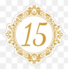 Numero 15 Dourado - Arabesco Moldura Redonda Png