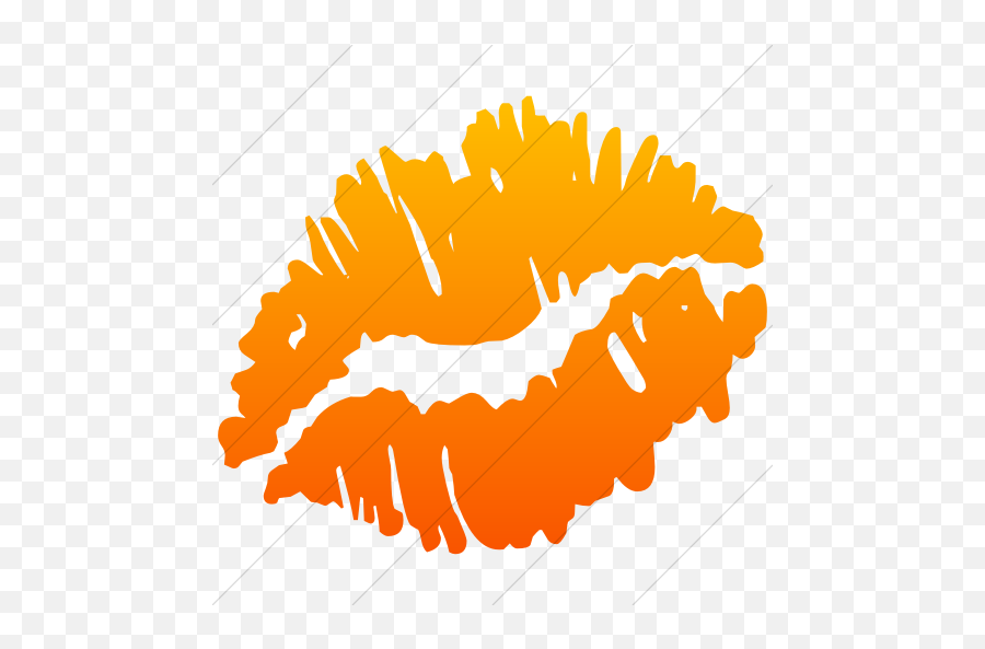 Orange Gradient Classica Kiss Mark Icon - Black Kiss Mark Transparent Png,Lipstick Mark Png