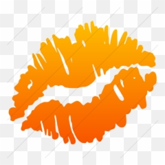 Orange Gradient Classica Kiss Mark Icon - Black Transparent png