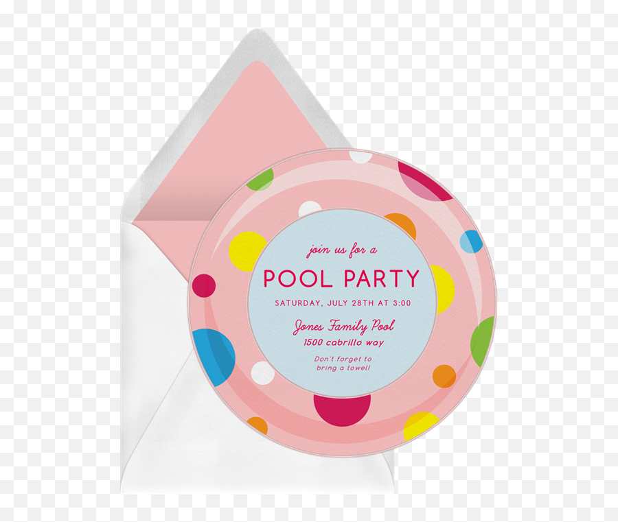 Polka Dot Inner Tube Invitations In Pink Greenvelopecom - Circle Png,Inner Tube Png