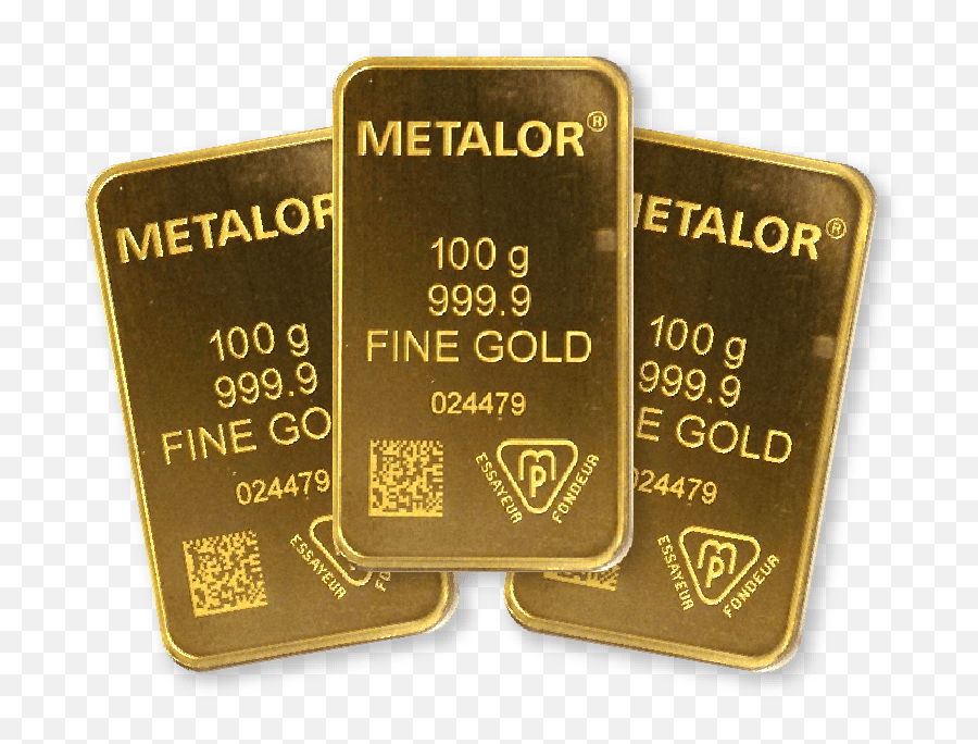 Metalor 100g Gold 3 Bar Bundle - Solid Png,Gold Bar Png