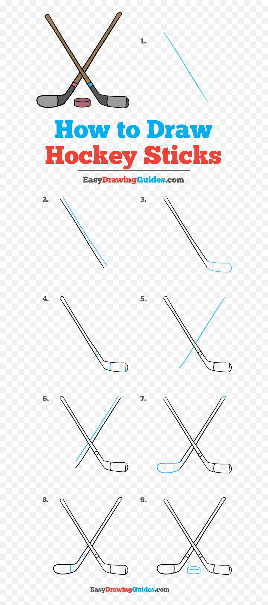 How To Draw Hockey Sticks - Really Easy Drawing Tutorial Hockey Stick Drawing Easy Png,Hockey Stick Png