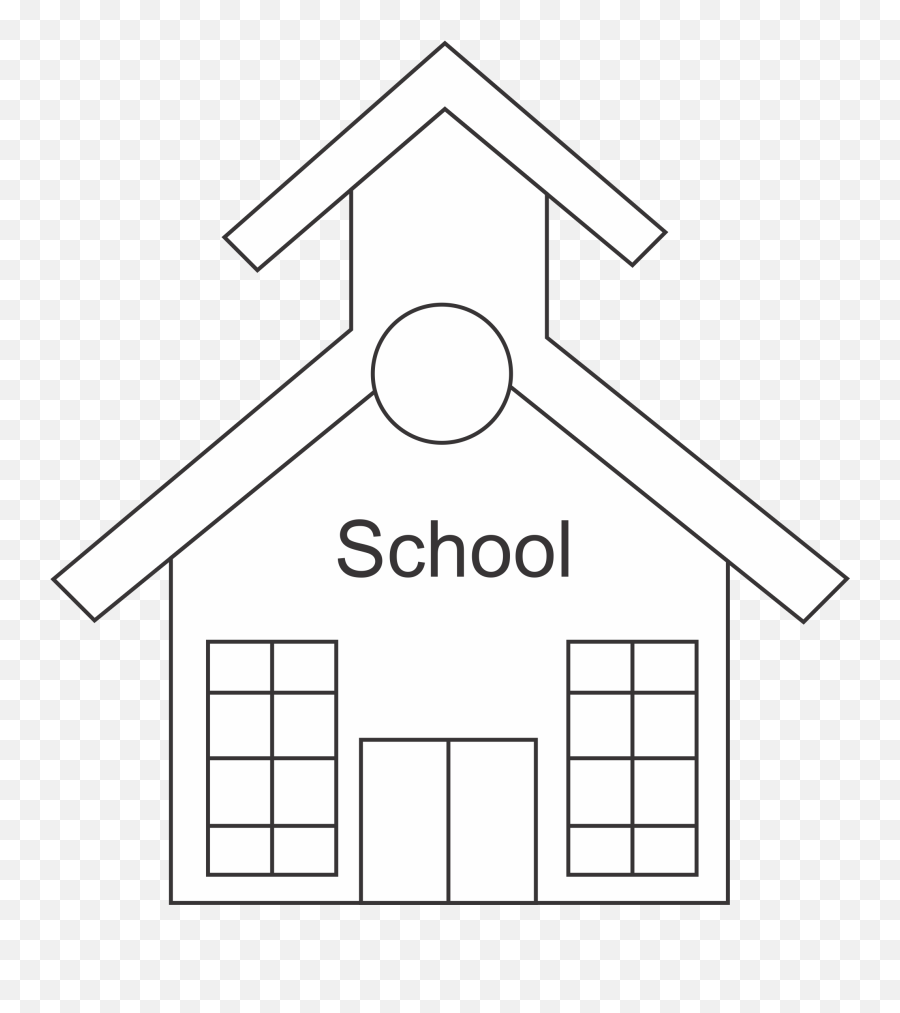 clipart school building black and white clipart