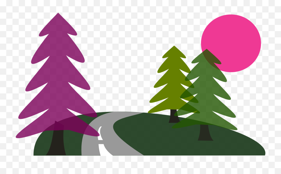 Sun Above Trees And Road Illustration Free Image - Tree And Path Vector Art Free Png,Tree From Above Png