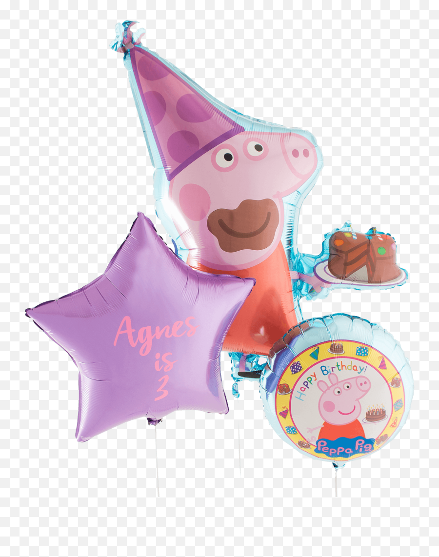 Peppa Pig Birthday Personalised Helium Filled Balloon Bouquet - Baby Toys Png,Peppa Pig Png