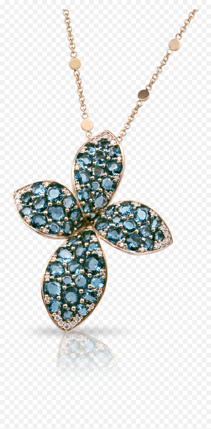 Rose Gold Necklace With London Blue Topaz And Diamonds - Locket Png,Blue Aura Png