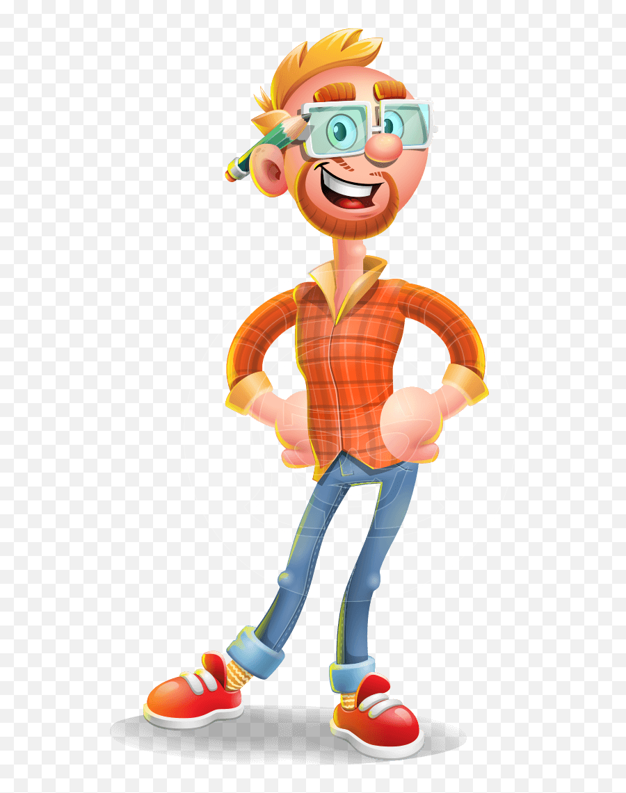 Casual Man With Glasses 3d Vector Cartoon Character Graphicmama - Cartoon Png,Cartoon Glasses Transparent