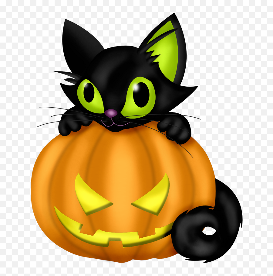 Black Cat And Pumpkin Clipart - Cat Halloween Clip Art Png,Black Cat Clipart Png