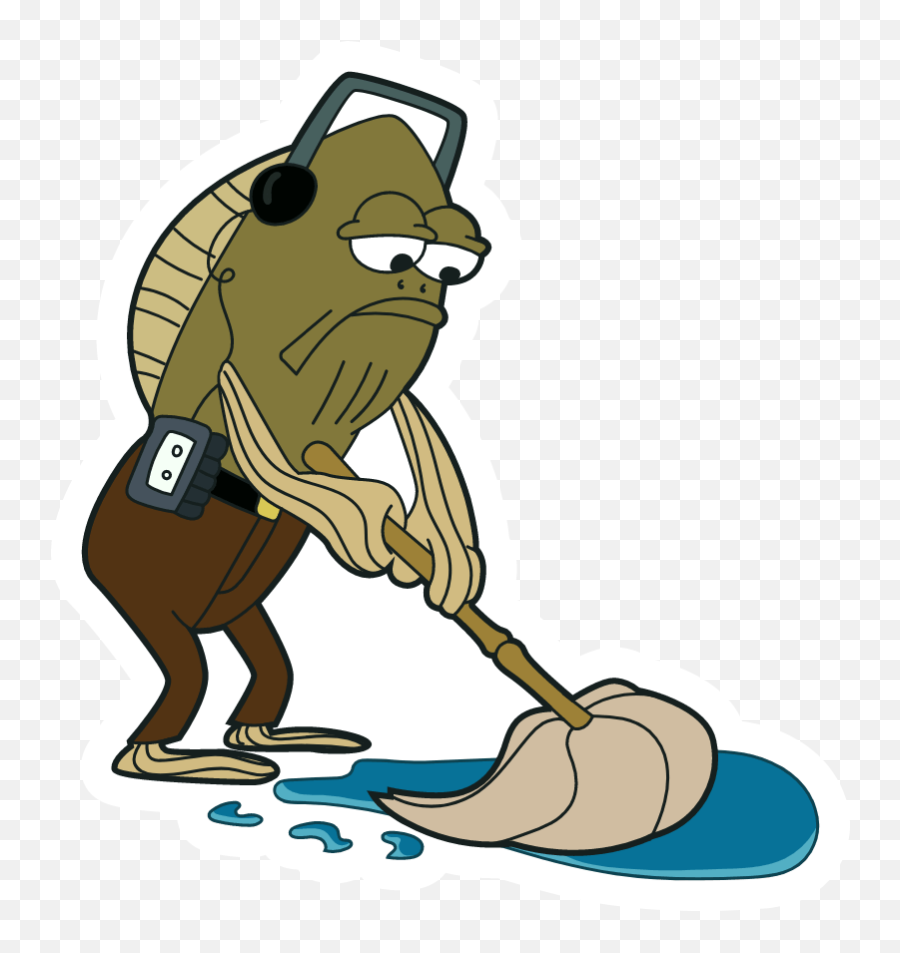 Fred The Fish Mopping Meme All Spongebob Characters - Spongebob Mopping Gif Transparent Png,Spirit Blossom Ahri Icon