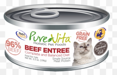 Pure Vita Beef Entree Canned Cat Food 55oz - png