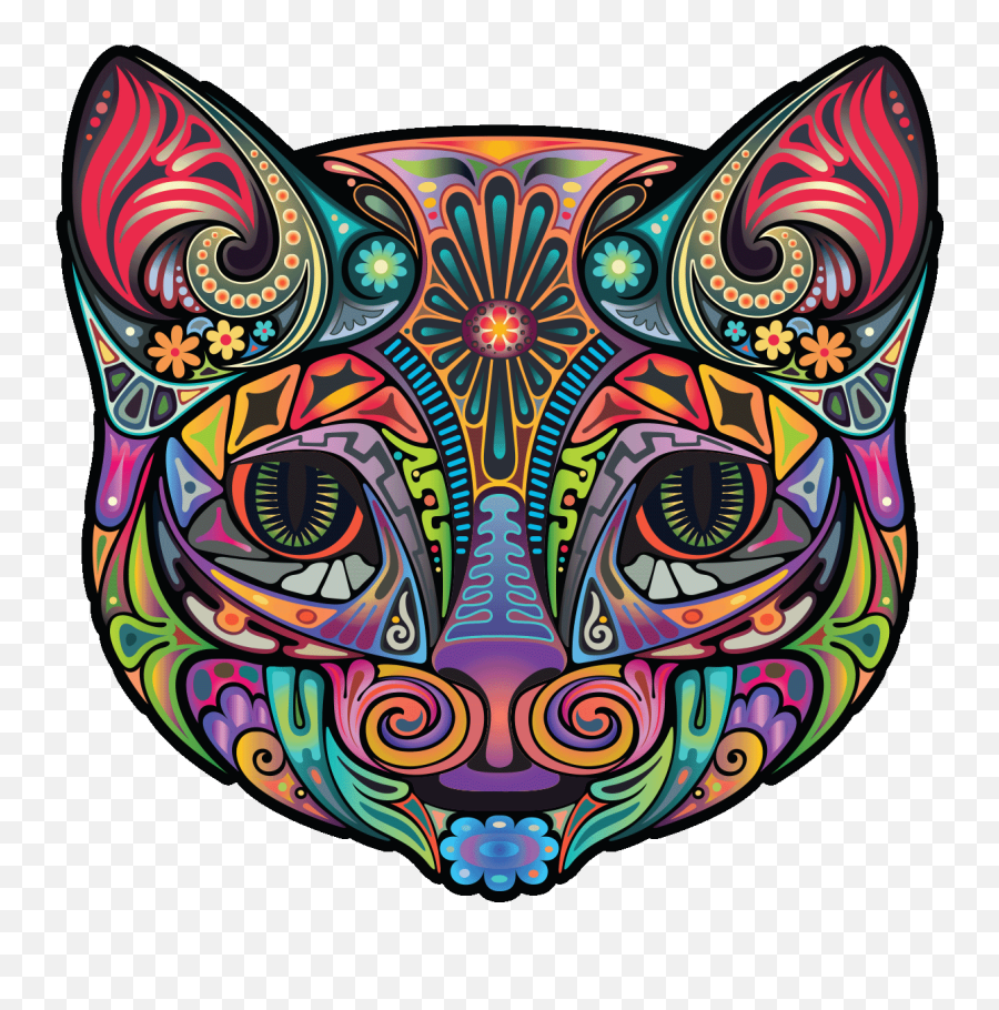 Httpswwwambiance - Stickercomenwalldecals60cat Psychedelic Chat Png,Psychedelic Png