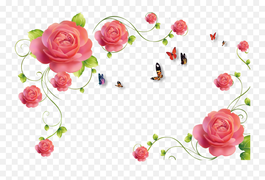 Paper Flower Png - Garden Roses Pink Wall Pattern Flower Real Png Flowers Hd,Flower Png Images