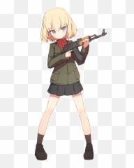 Download 1520545361499 - Anime Girl With Ak 47 Full Size Gun Png