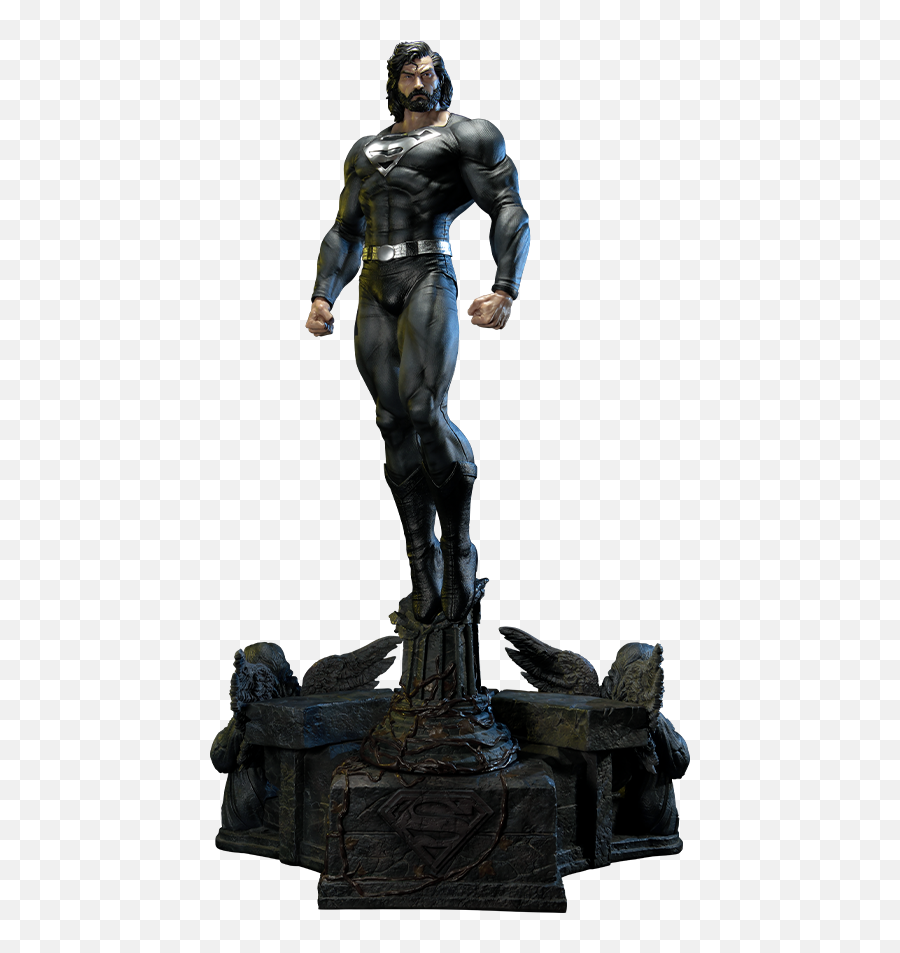 Superman Black Suit Version Statue - Superman Black Statue Png,Black And Red Superman Logo