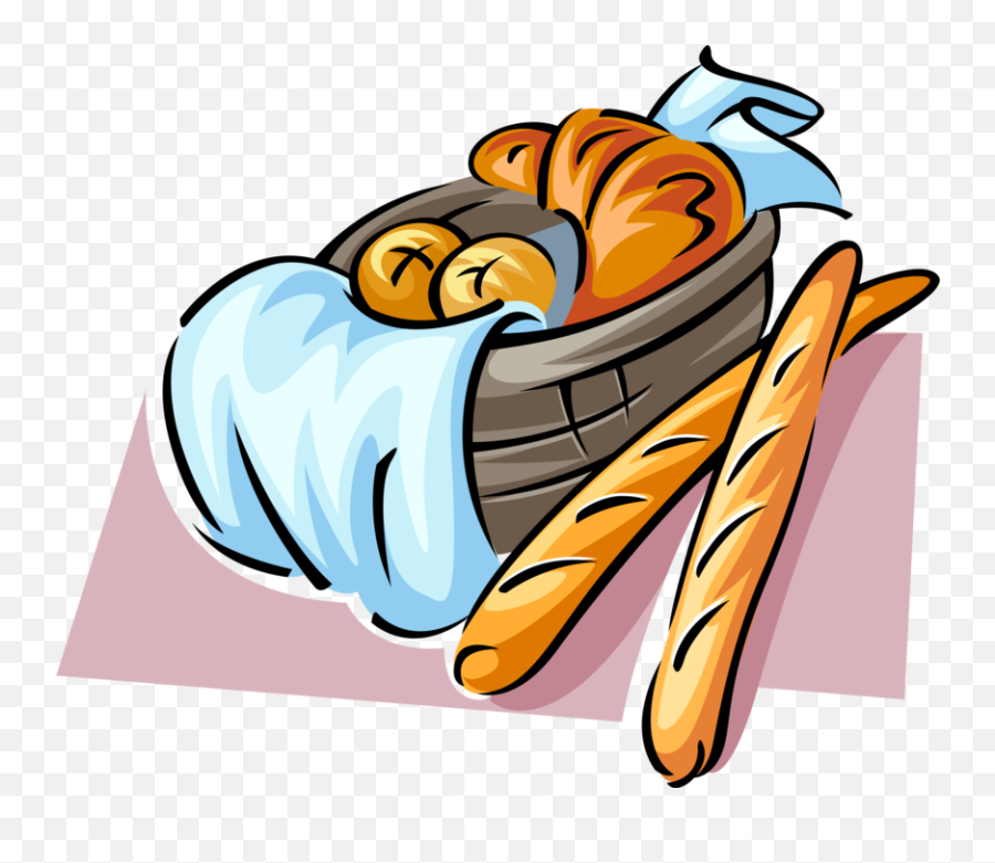 Vector Illustration Of Fresh Baked French Baguette - Bread Bread Basket Clip Art Png,Baguette Transparent
