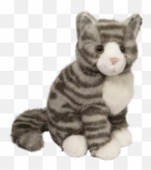 Little Stuffed Gray Tabby Cat Mini Cute - Plush Toy png