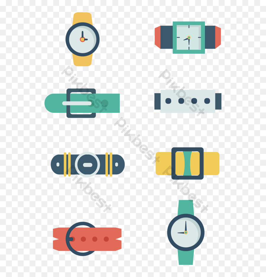 Cartoon Belt And Watch Jewelry Icon Element Ai Free - Horizontal Png,Belt Icon