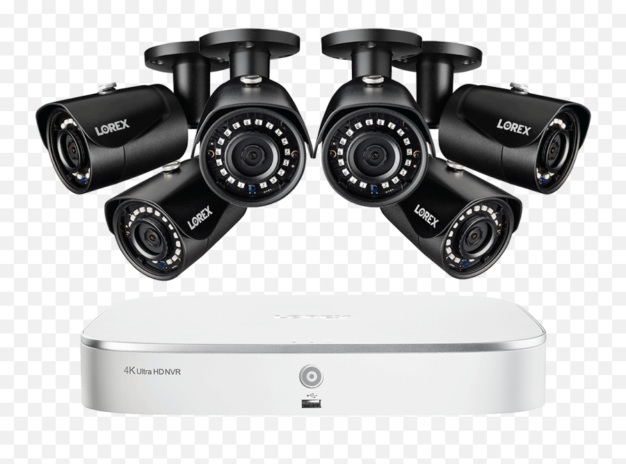 2k Ip Security Camera System With 8 - Channel Nvr And 6 Outdoor 2k 5mp Cameras With Color Night Vision Camera Black And White For Security Png,Camera Transparent