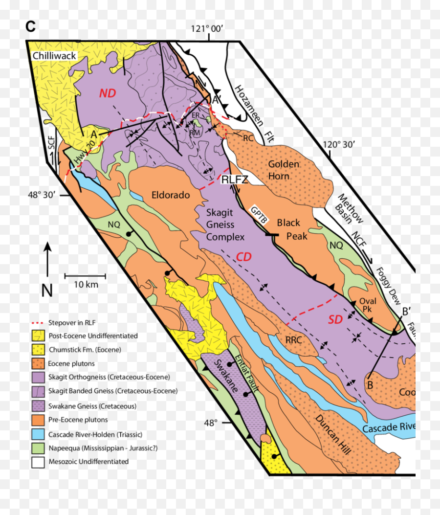 Simplified Map Showing Axial Traces - Map Png,Map Scale Png