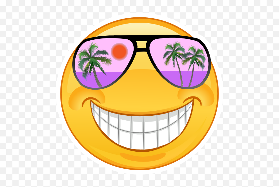 Crazy Cool Purple Sunglasses Smiling Emoji Sticker - Smile Emoji Png,Sunglasses Emoji Transparent