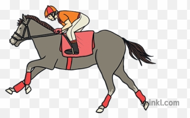 Race Horse 2 Jockey Riding Ks1 Illustration - Twinkl Bridle png