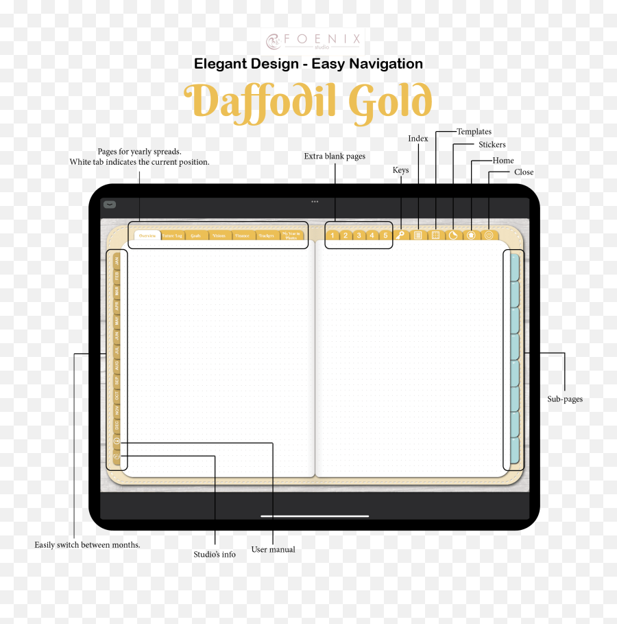 Daffodil Gold Bujo Digital Bullet Journal - Undated Dotted Png,Bullet Journal Icon