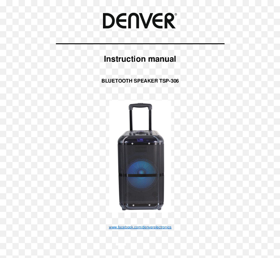 Denver Bluetooth Speaker Tsp - 306nr Instruction Manual Manuals Vertical Png,Suitcase Fusion 4 Icon