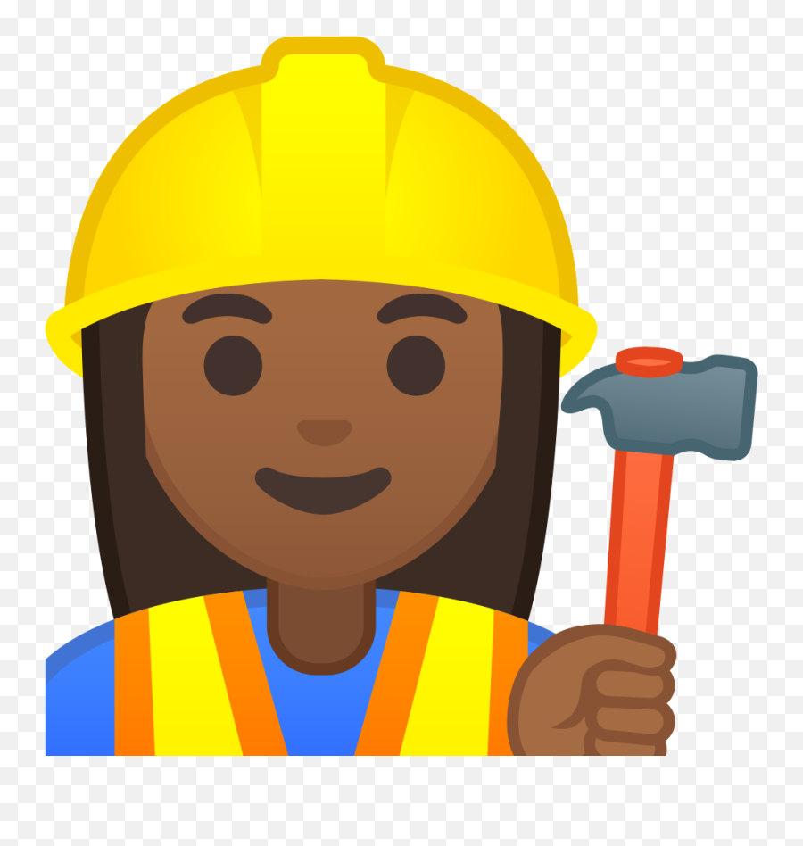 Woman Construction Worker Medium Dark Skin Tone Icon - Emoji Construction Worker Hard Hat Cartoon Png,Tone Icon