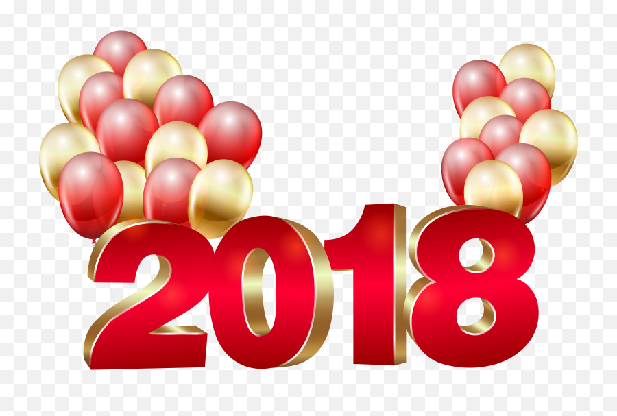 With Balloons Transparent Png - Happy New 2018 Png,New Year 2018 Png