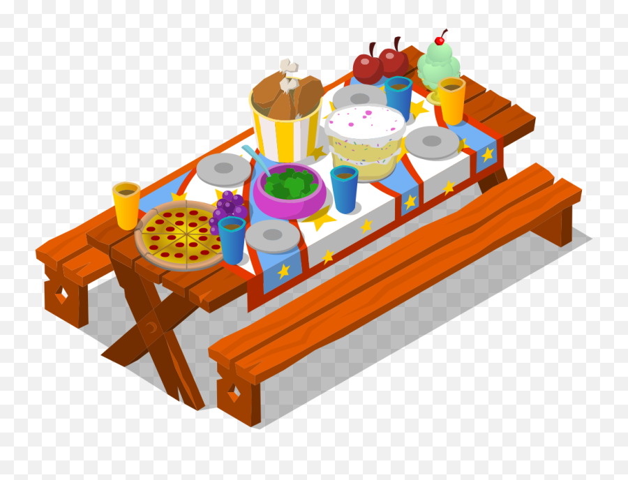 Download Picnic Table Clipart Illustration Png - Table Picnic Table With Food Clipart,Table Clipart Png