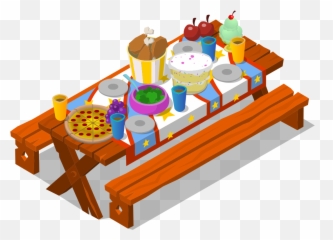 Download Picnic Table Clipart Illustration Png - Table Picnic Table With Food Clipart,Table Clipart Png