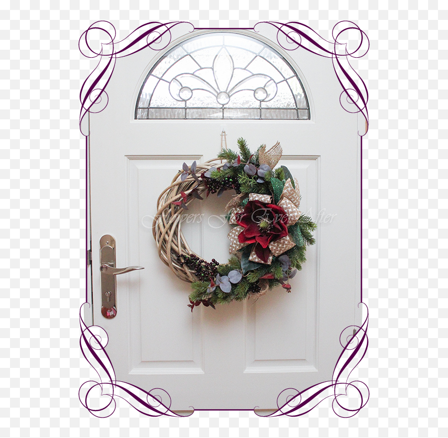 Magnolia And Pine Christmas Wreath - Flower Girl Baskets Australia Png,Christmas Wreath Png Transparent