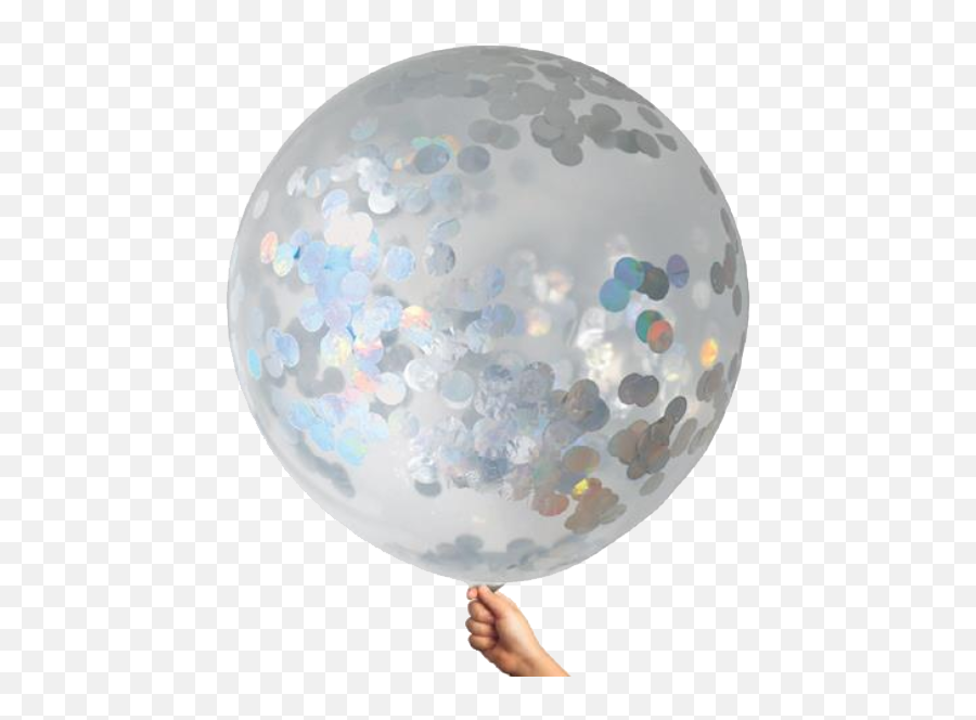 Silver Confetti Jumbo Balloon - Silver Balloons With Confetti Png,Silver Confetti Png
