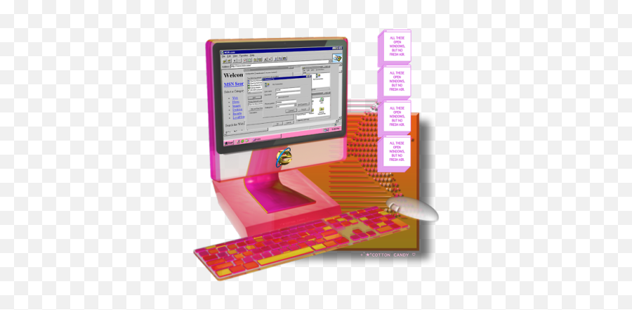 Vaporwave Clipart Computer Png - Personal Computer Computer Monitor,Cartoon Computer Png