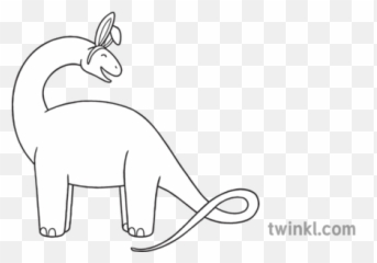 Dana Dinosaur Rabbit Ears Phonics Eyfs Black And White Rgb - Dot png