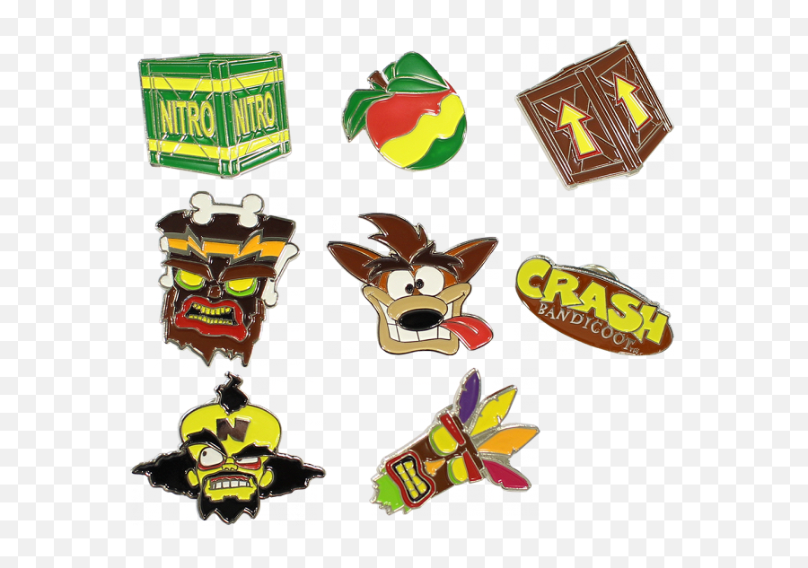 Official Crash Bandicoot Trilogy Merchandise Announced - Set Pins Crash Bandicoot Png,Crash Bandicoot Logo Png