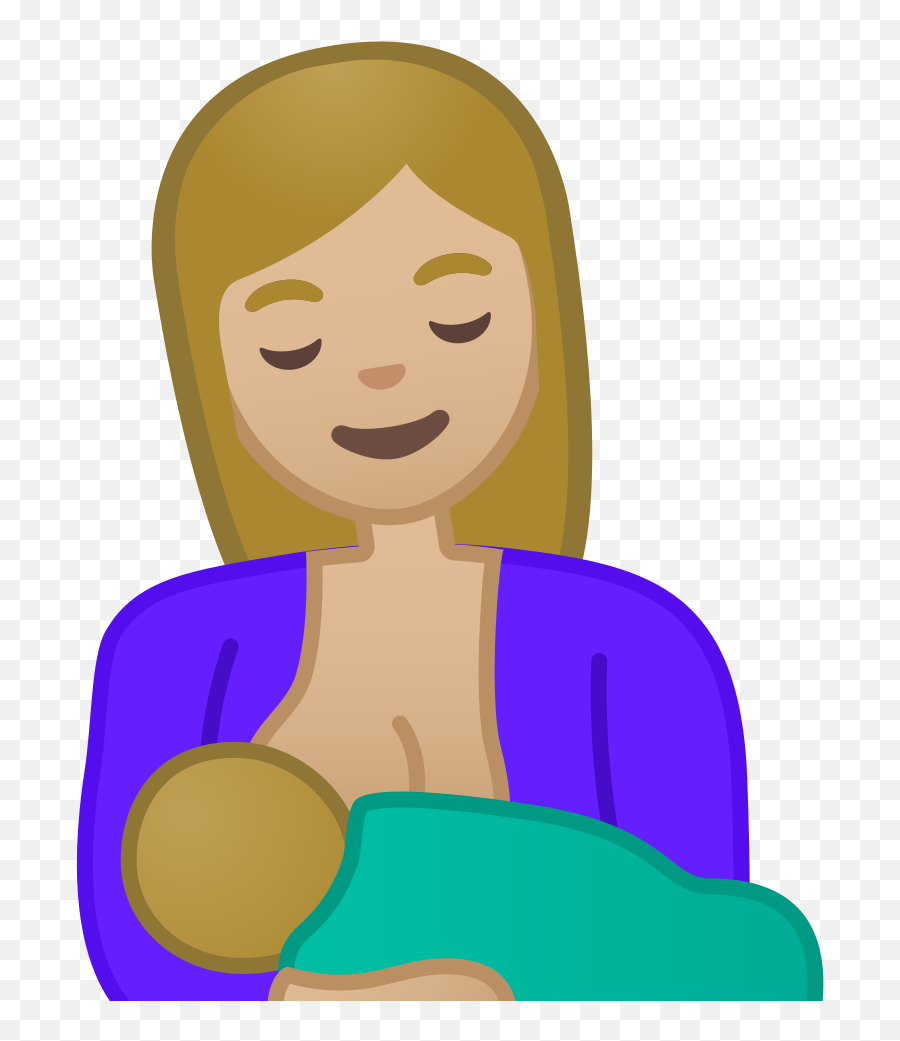 Breast Feeding Medium Light Skin Tone - Dibujo Lactancia Materna Animado Png,Boob Png