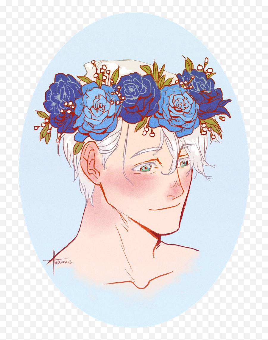 Victuuri Flower Crowns U203f As Stickers And More - Blue Flower Crown Drawing Png,Flower Crown Transparent Tumblr
