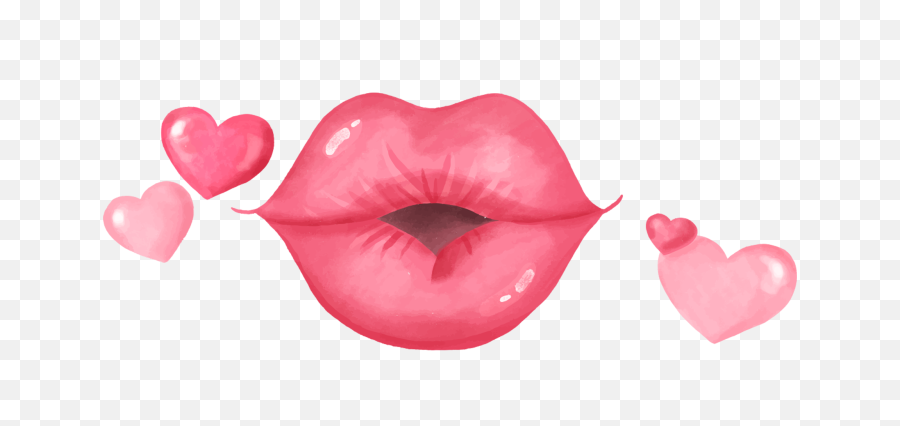 Kiss Valentine Watercolor Clip Art Png - Transparent Background Kissy Lips,Watercolor Clipart Png