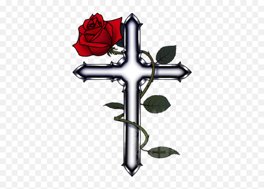 Gothic Cross Tumblraesthetic Roses Vines Thorns Floral - Cross With A Rose Png,Gothic Cross Png